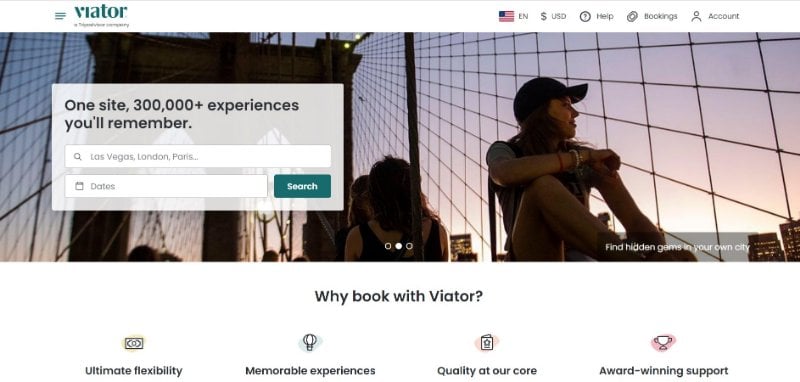 Viator Homepage