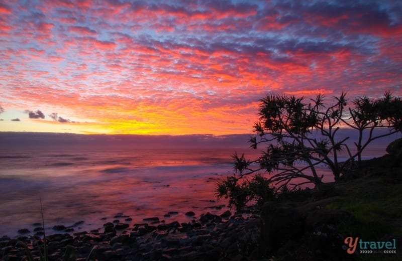 Sunrise over the ocean Burleigh heads beach
