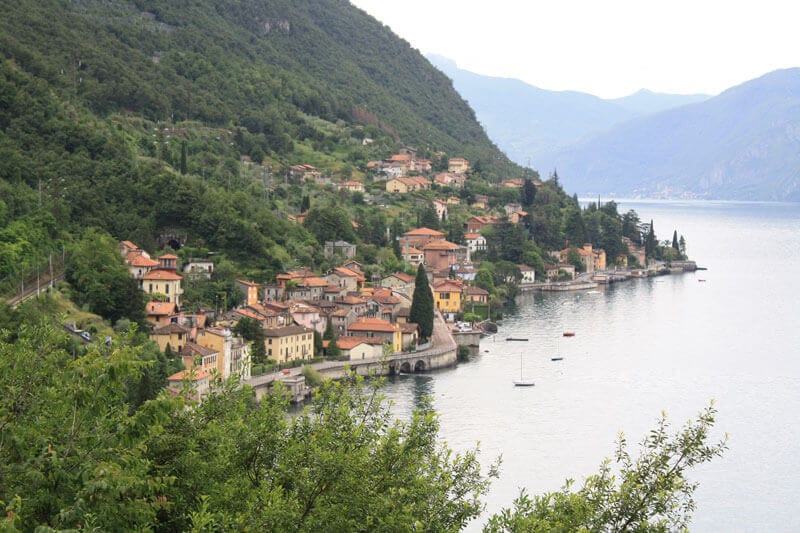 buildings on the edge for lake como