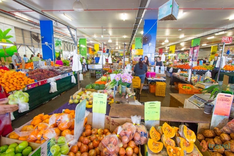 fruit and vegetable stalls at Rusty's Farmers Market