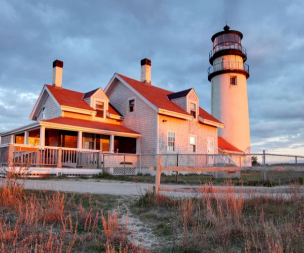 Cape Cod lighthouse at sunset