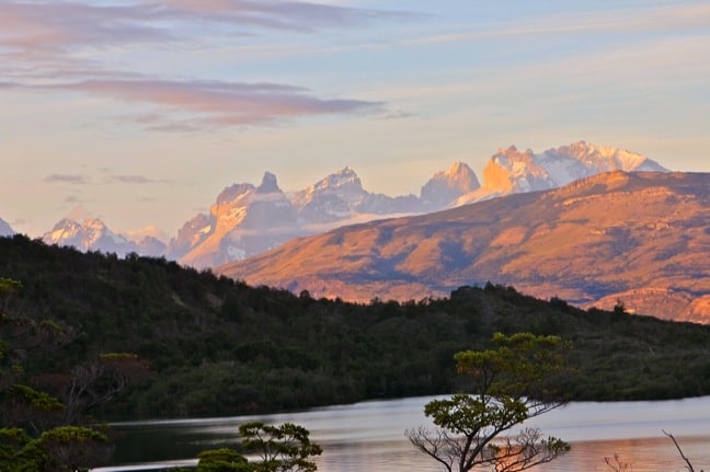 The View of Sunset On Torres del Paine From Patagonia Camp