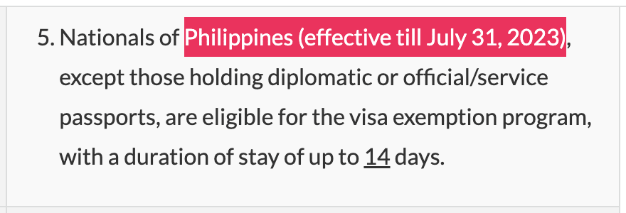 Taiwan Visa Free for Filipinos Announcement
