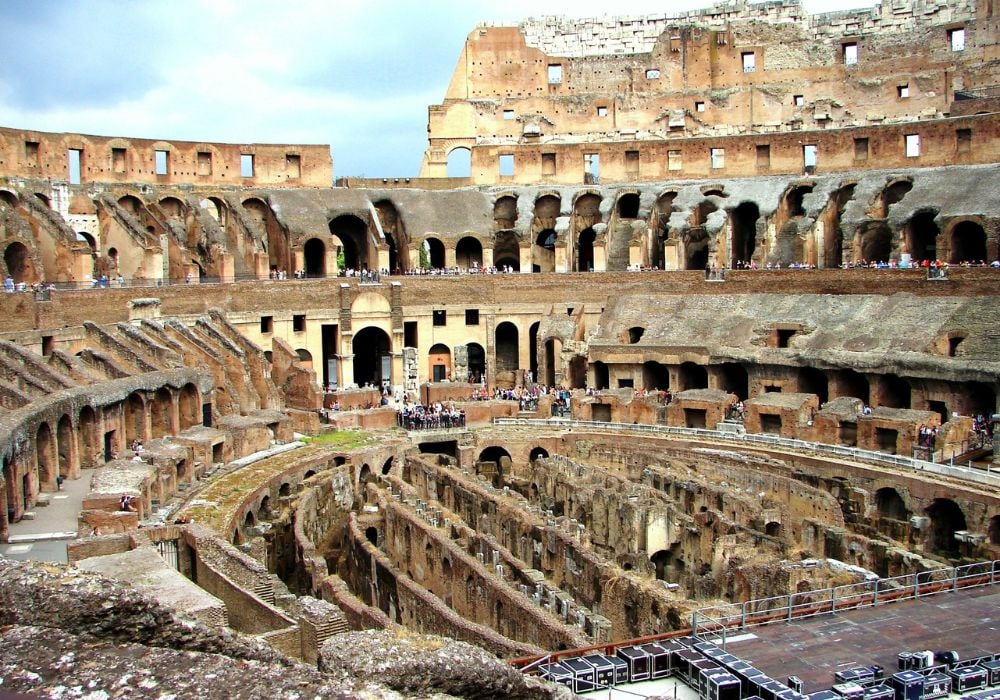 Inside the incredible Colosseum view with so many tourists.