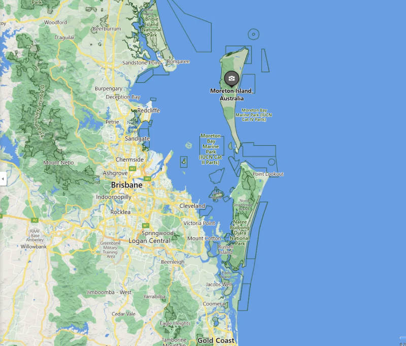 map showing location of moreton island