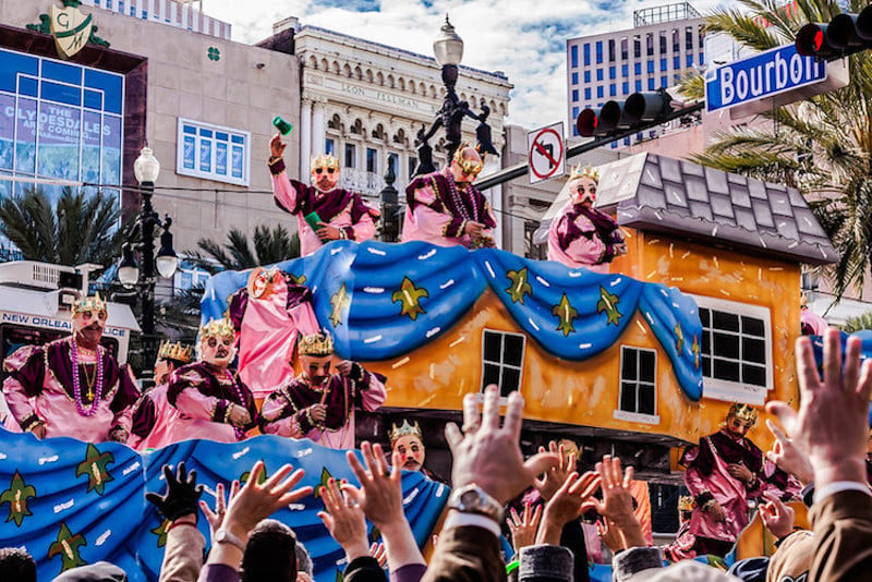 Float during a Mardi Gras Parade in New Orleans