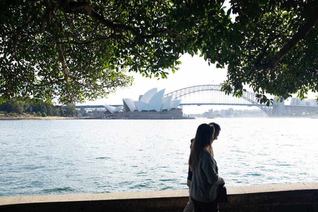 People Walking With Sydney In Background