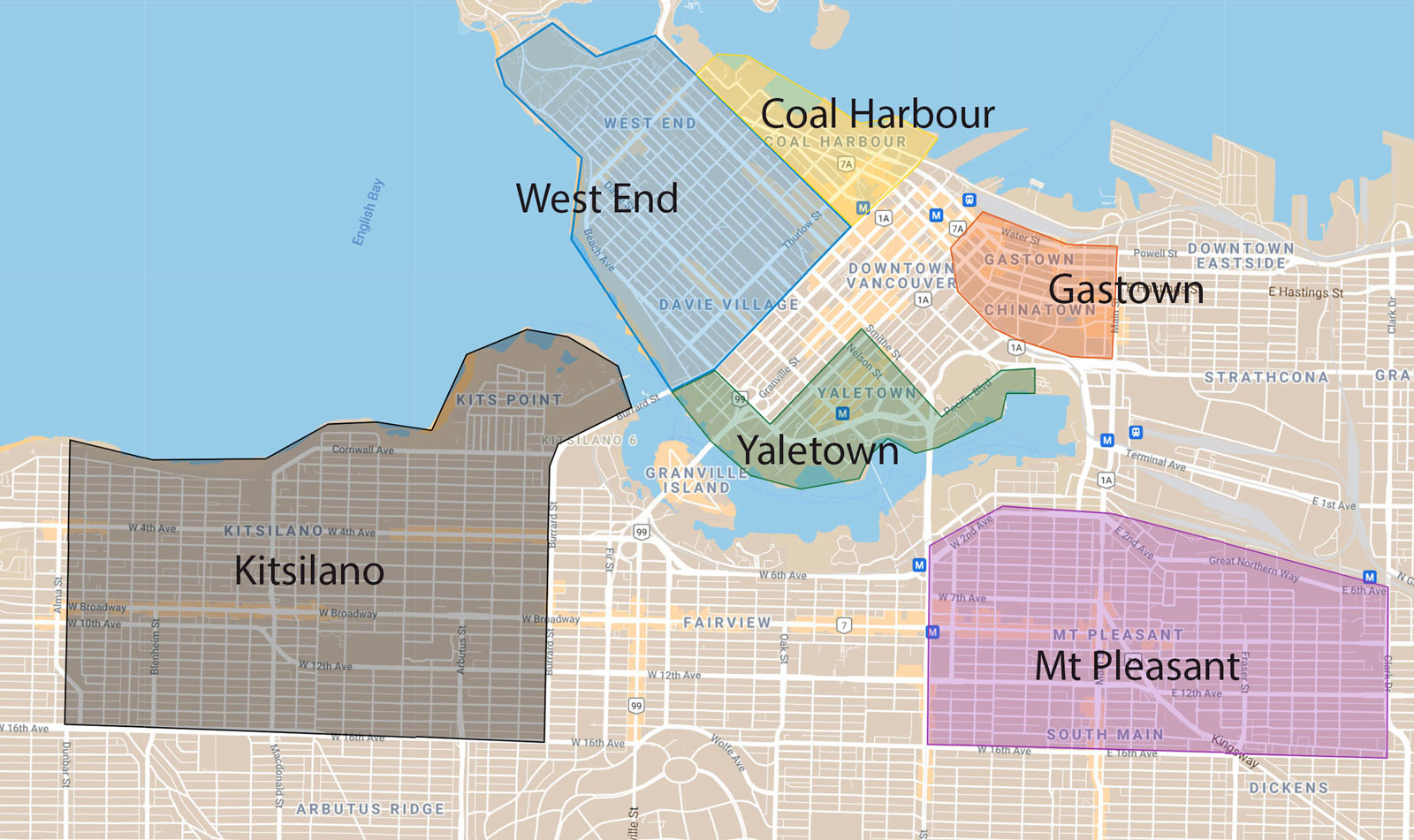 Where to stay in Vancouver Map