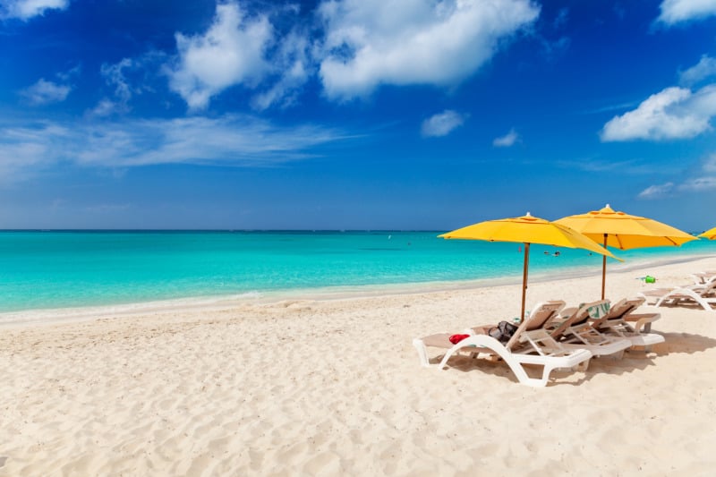 White sands and teal sea at Grace Bay Beach in Turks and Caicos.