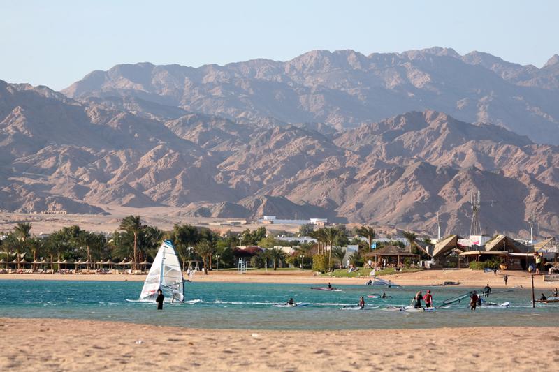 windsurfers on the Beach Dahab, Sinai Peninsula.