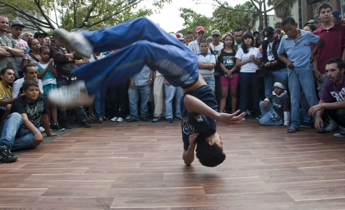 A man performs at Botero Park during the Hip Hop Festival, Medellén, Antioquia, Colombia
