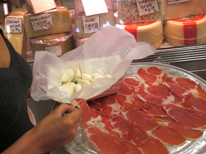 Prosciutto and homemade mozzarella at Alleva Dairy, Little Italy, New York City