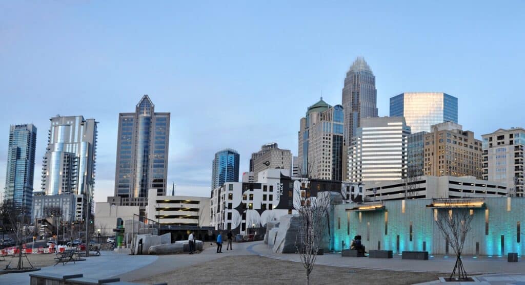 The skyline of buildings in Charlotte weekend trips