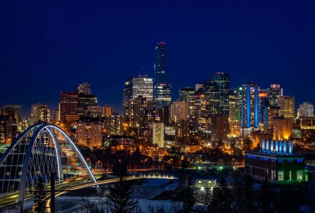 weekend trips from edmonton with skyline at night