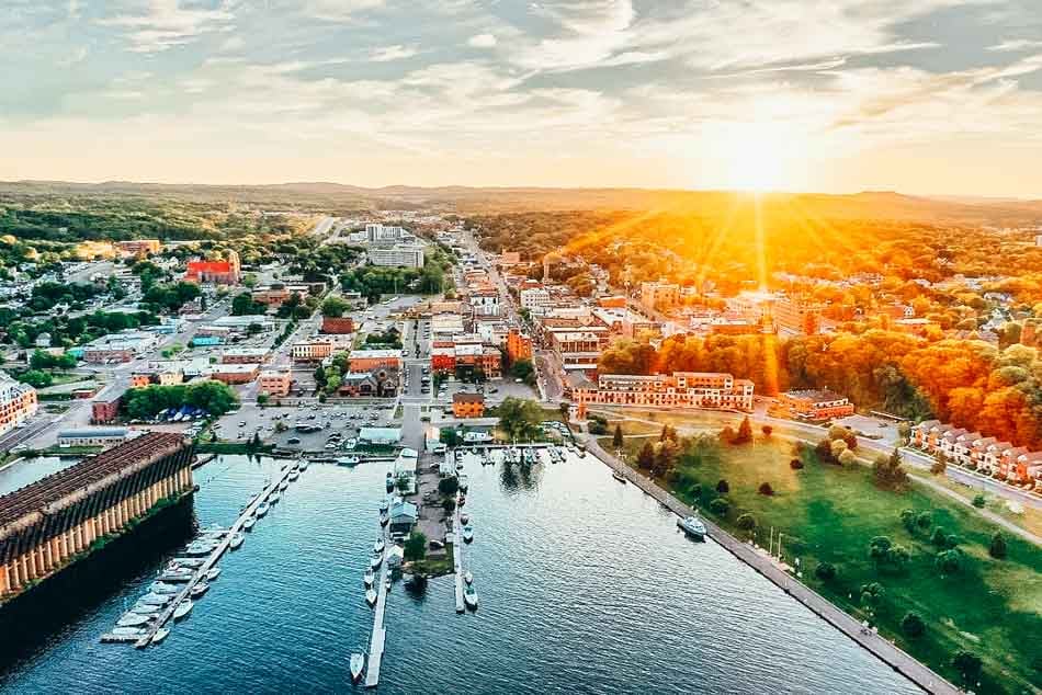 aerial view of marquette michigan