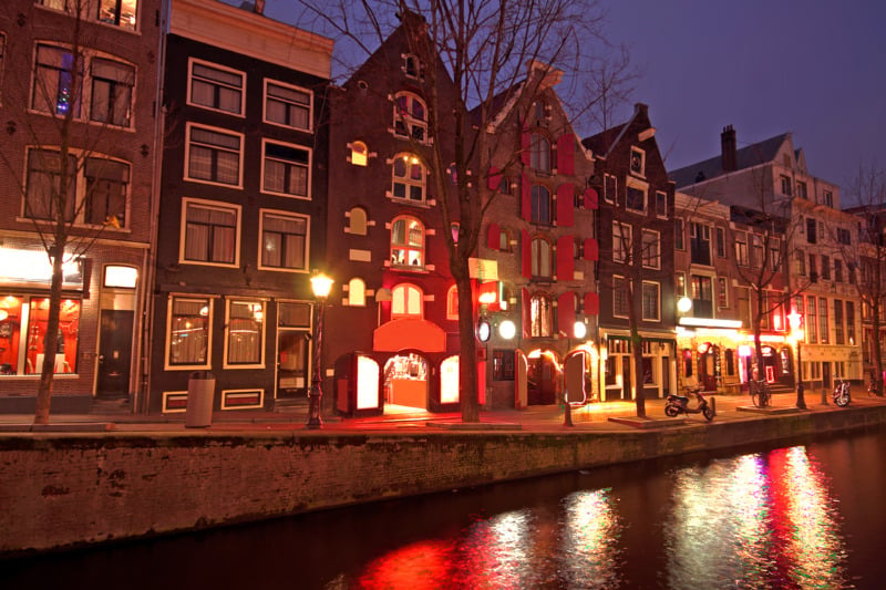 Red light district in Amsterdam the Netherlands by night