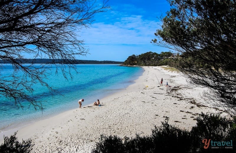 people on the beach in jervis bay