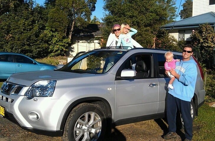 people standing next to a car