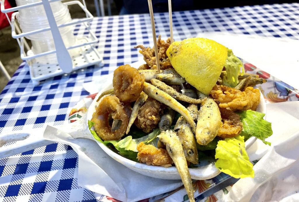 A plate of fried seafood in Sicily.