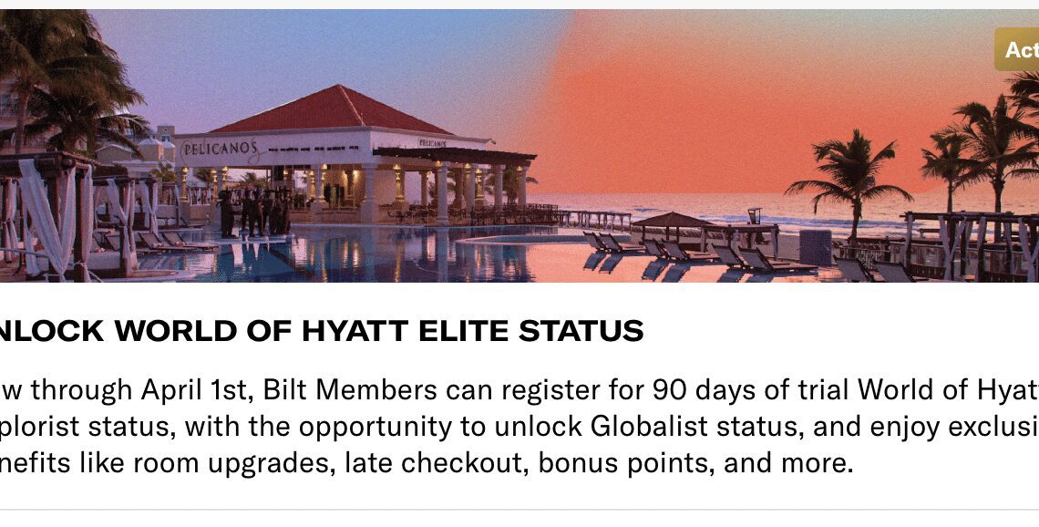 Bilt Rewards Offers Free Hyatt Status (Fast Track to Globalist!)