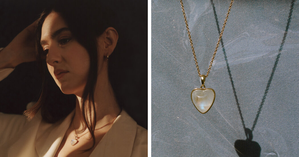 From the Musician Weyes Blood, a Moonstone Heart Necklace