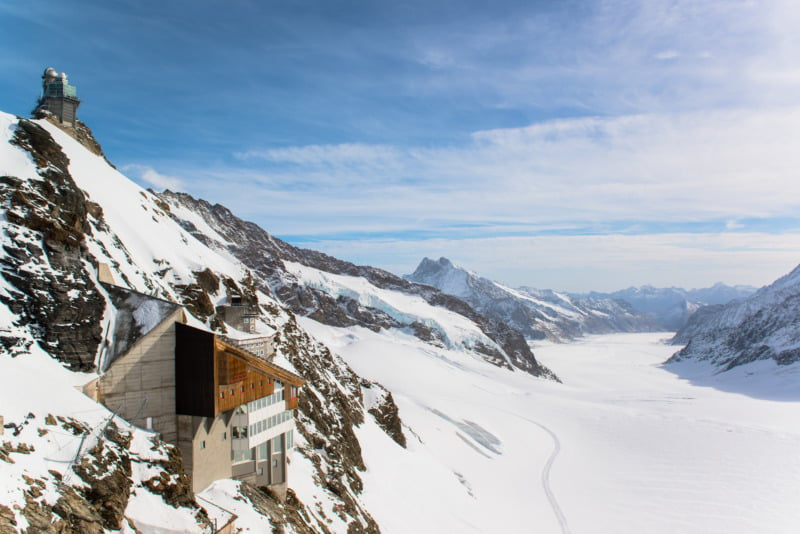 Panoramic aerial view of Jungfraujoch and the Aletsch Glacier