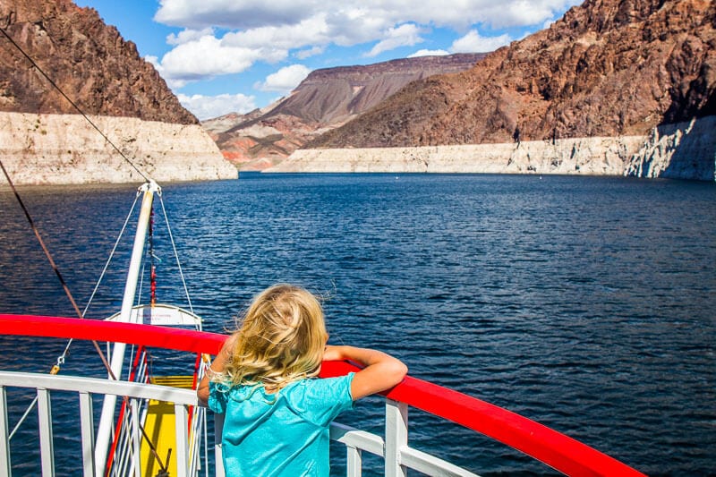 girl looking at view from boat  aon Lake Mead Cruise, Nevada