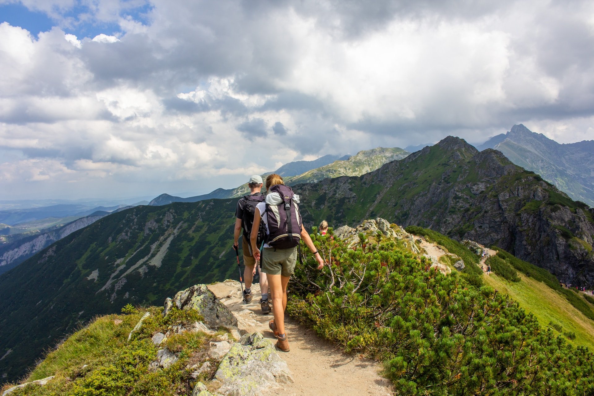Safety tips for hikers include traveling with a buddy, such as this pair of backpackers in the Tatra Mountains in Europe (photo: Hennadii Hryshyn)