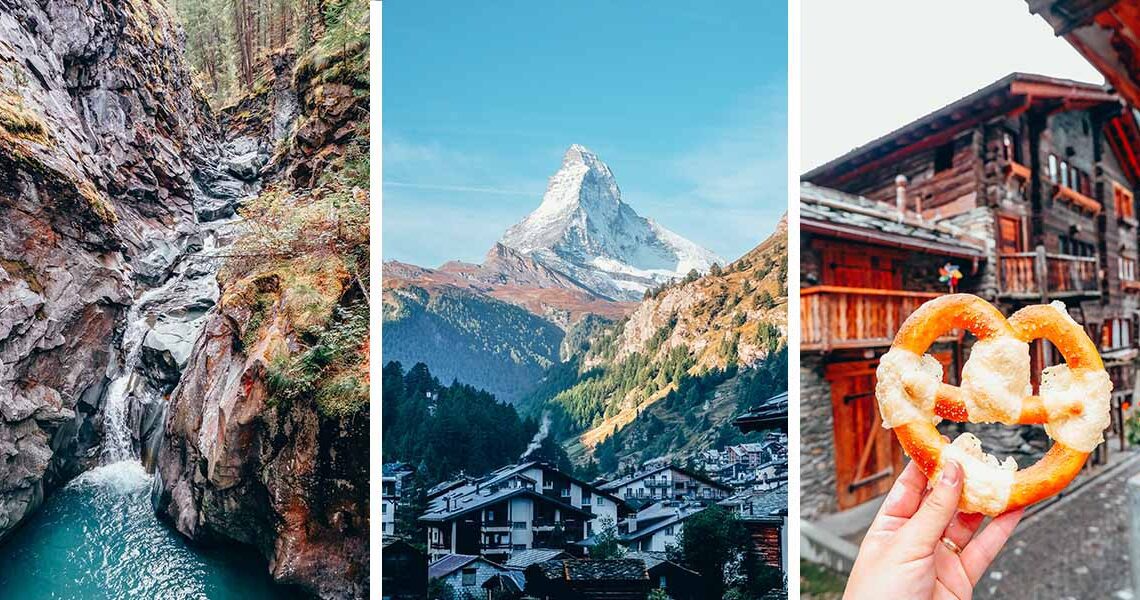 The famous snow-capped Matterhorn mountain. Moss-covered gorges with turquoise blue water below. Shimmering alpine lakes. Zermatt, located in the south of Switzerland by the Italian border, is a city as iconic as Switzerland itself thanks to the snowy peaks of the Matterhorn. Even if you've never heard of Switzerland you've probably seen the silhouette of the Matterhorn on a Toblerone which makes it, yes, candy famous. And though the Matterhorn is the main draw in this touristy town, there are so many things to do in Zermatt, Switzerland!