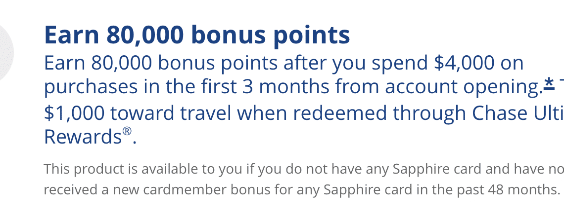 Chase Sapphire Preferred: New Offer of 80,000 Points