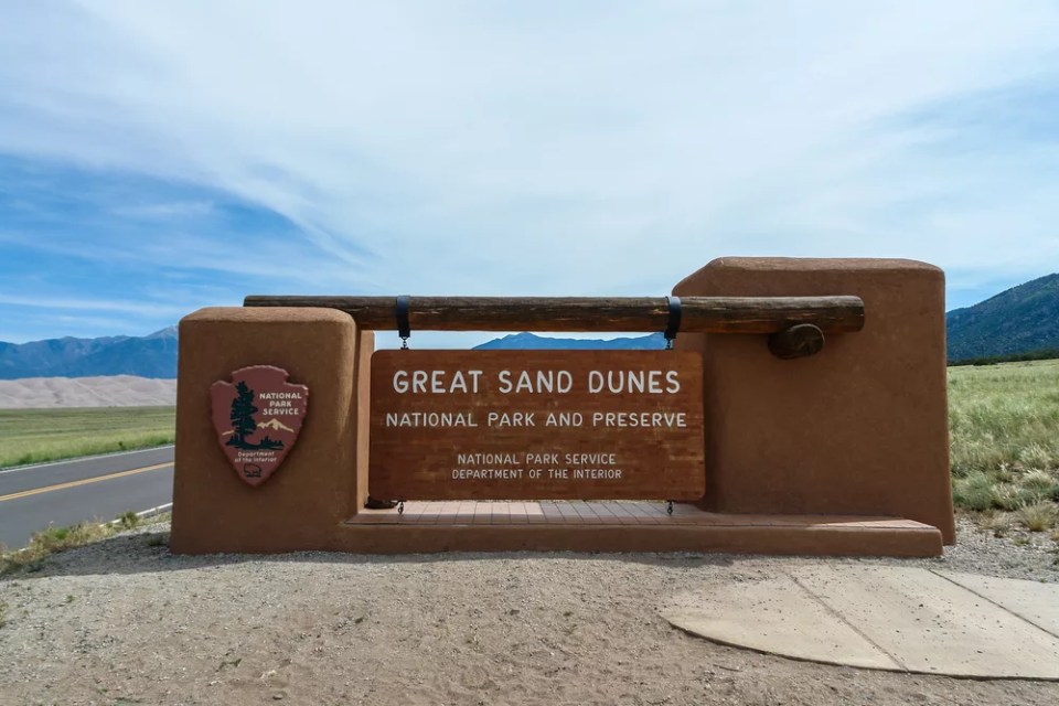 Entrance Sign in Great Sand Dunes National Park in Colorado, United States