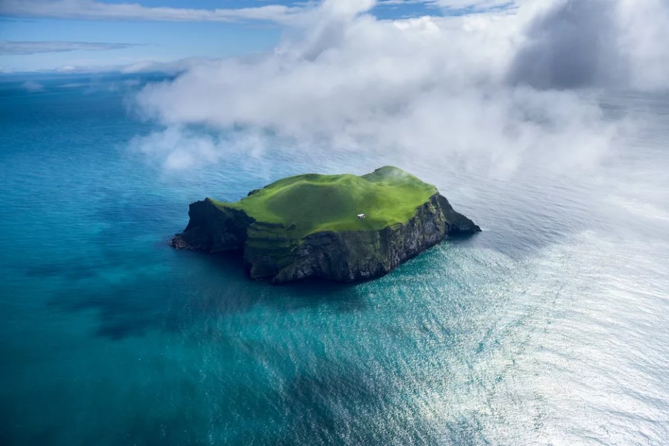 Aerial view of beautiful small island in Iceland