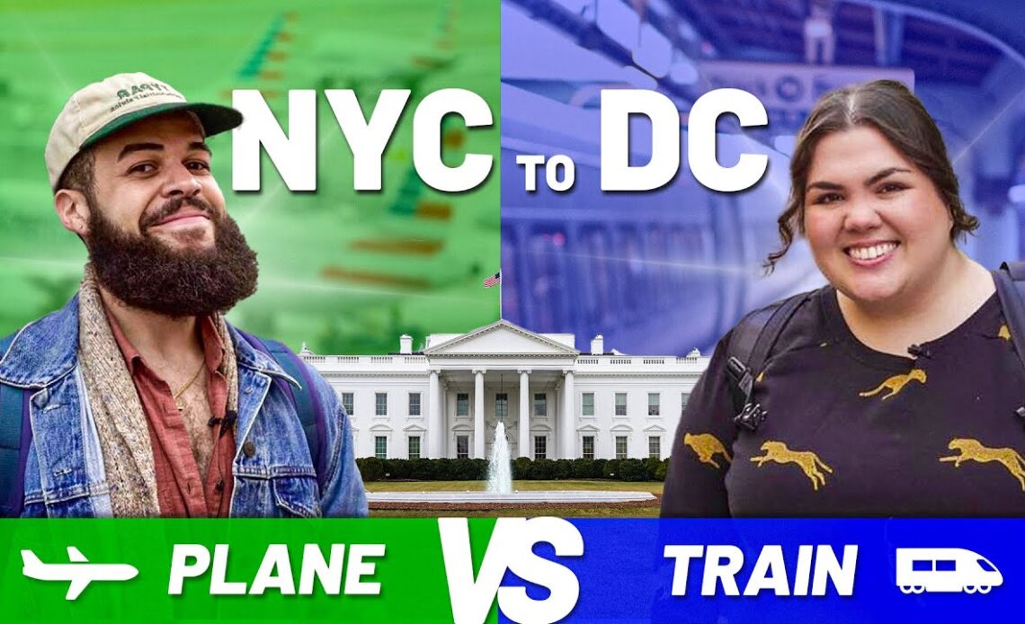 NEW YORK to DC - Race to The White House | Plane (American Airlines) vs Train (Amtrak Acela)