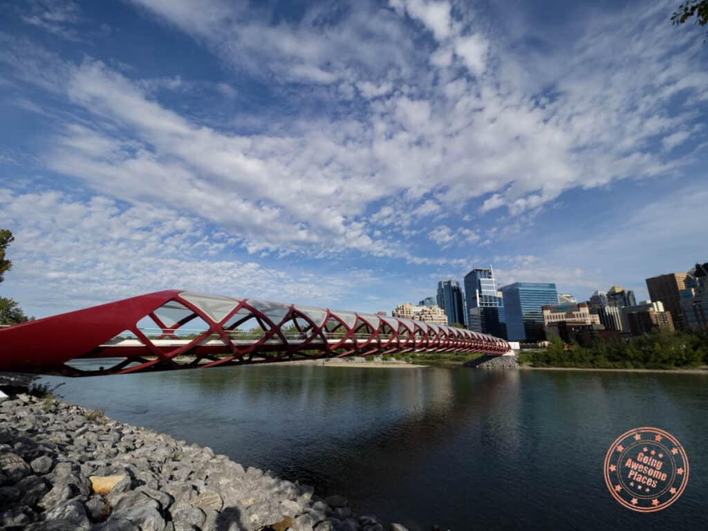 Weekend Trips Calgary Peace Bridge with skyline in the background