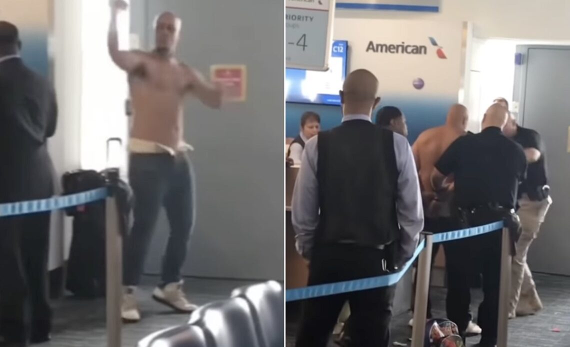 Topless passenger arrested after losing his temper over a window seat