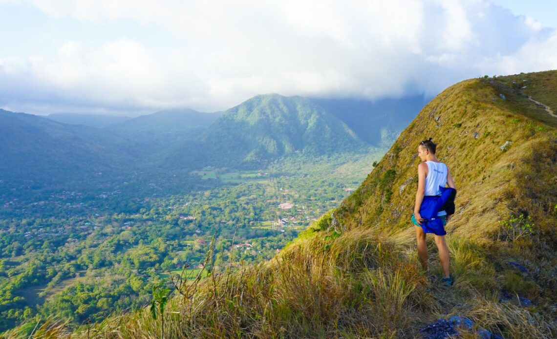 A man looking out from El Valle de Anton's crater walk