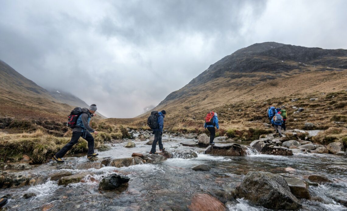 UK, Scotland, Glencoe, trekking at Sron na Lairig