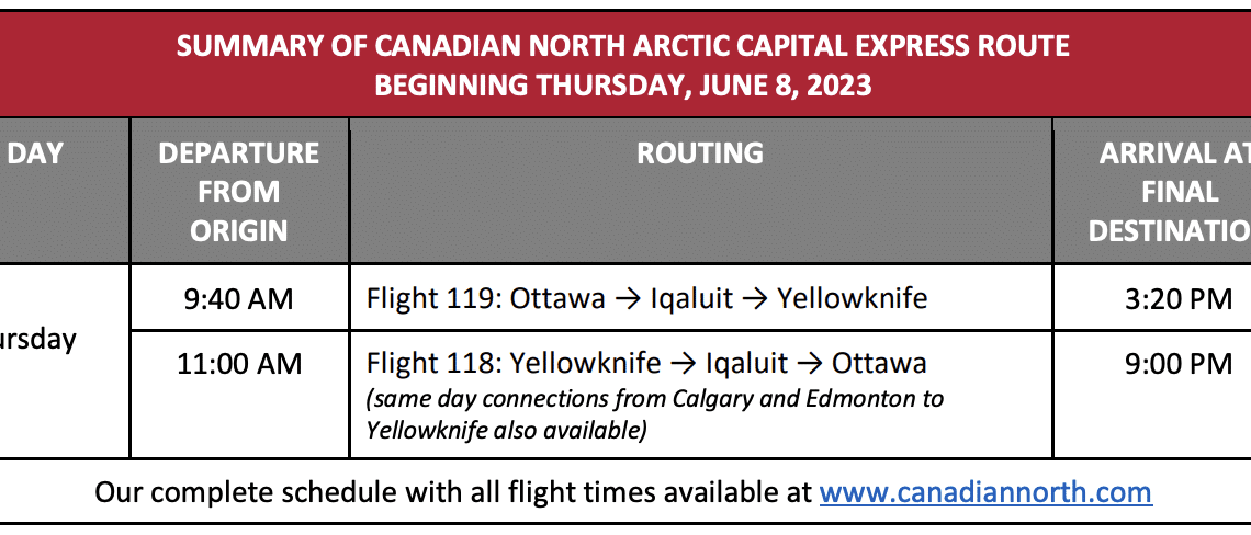 Canadian North Launches New Arctic Capital Express Route