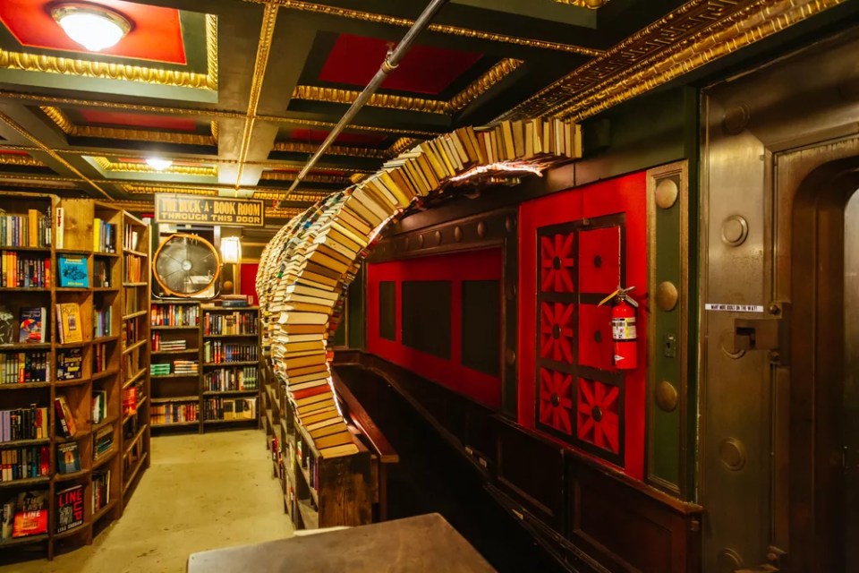 The Last Bookstore is an iconic bookstore housed in the grand atrium of an old bank in downtown Los Angeles