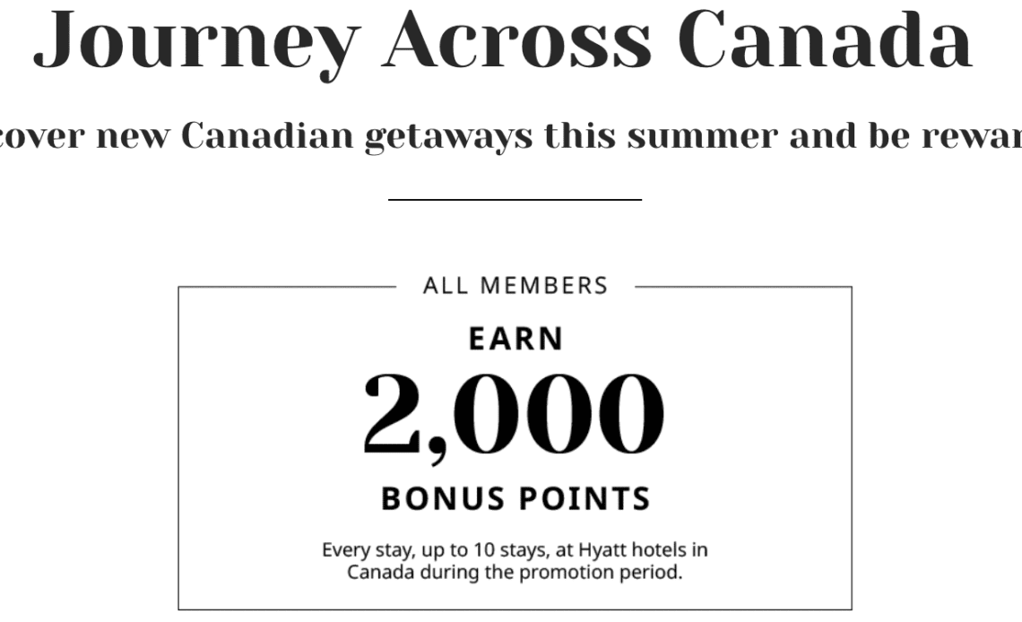 World of Hyatt Journey Across Canada Promotion: Earn 2,000 Points Per Stay