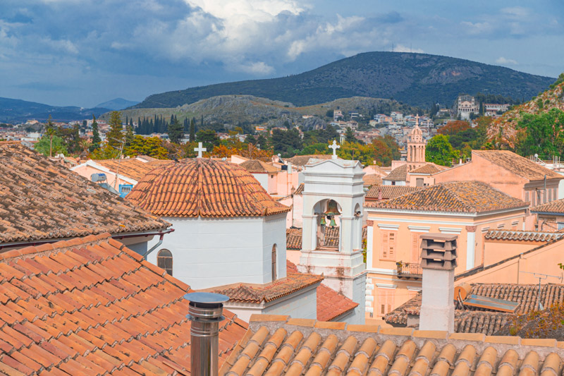 looking out over nafplio buildings