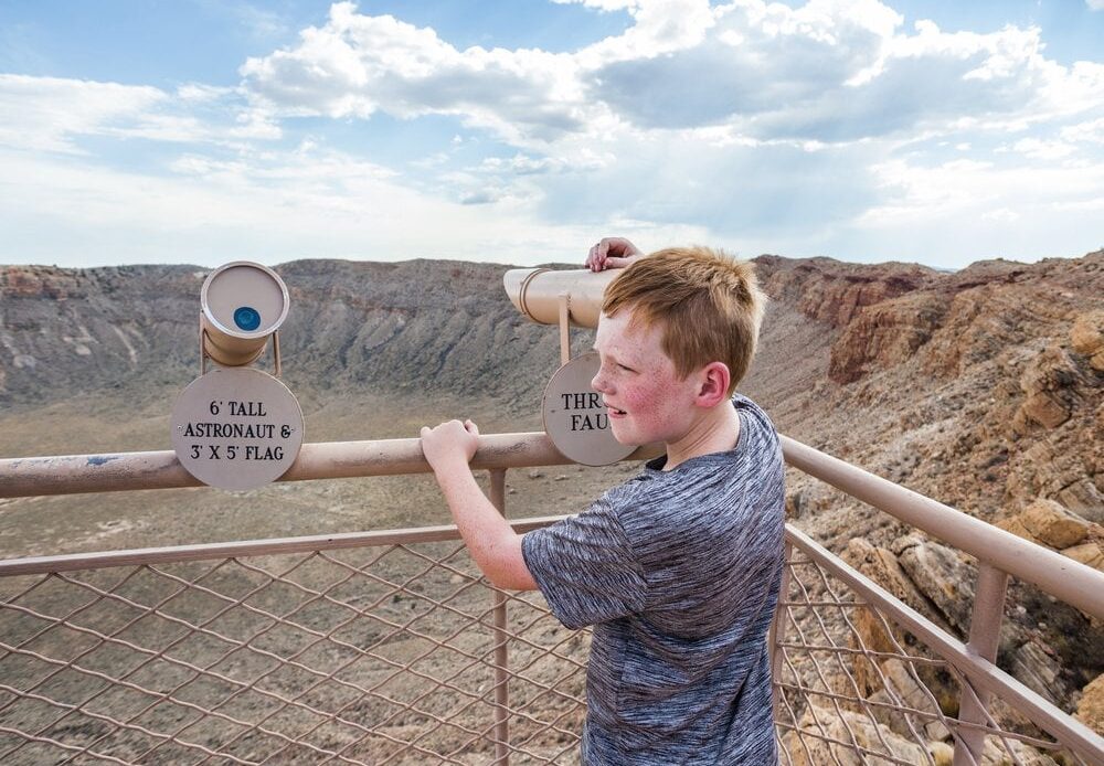 An observation point at Meteor Crater in Arizona