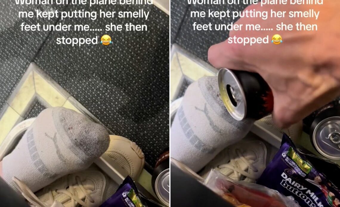 Man shares revenge tactic against plane passenger who pushed her ‘smelly feet’ under his seat