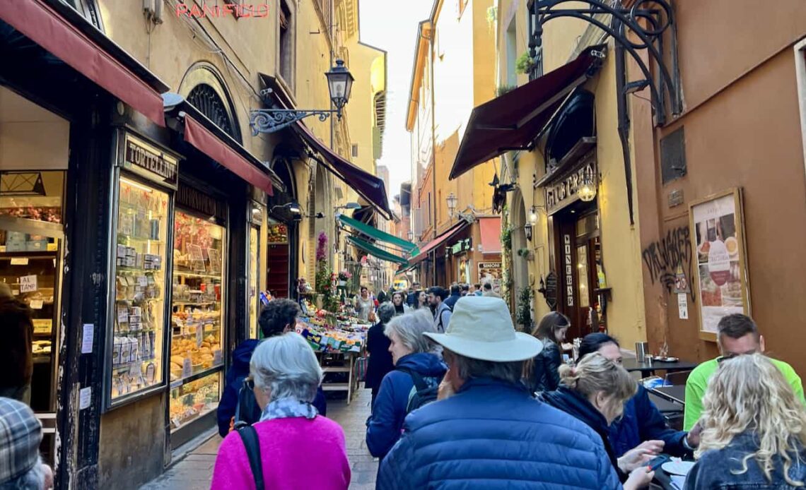 People on a food tour exploring Bologna, Italy