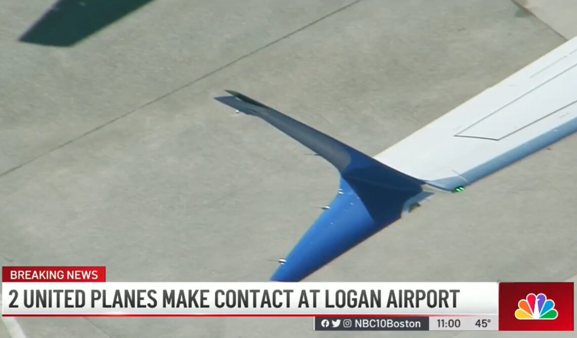 United Airlines plane clips tail of parked Delta jet at Boston’s Logan Airport