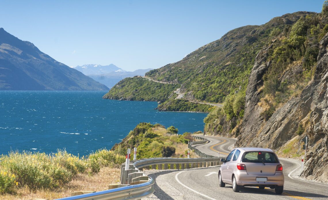 Driving to Glenorchy, Queenstown, New Zealand