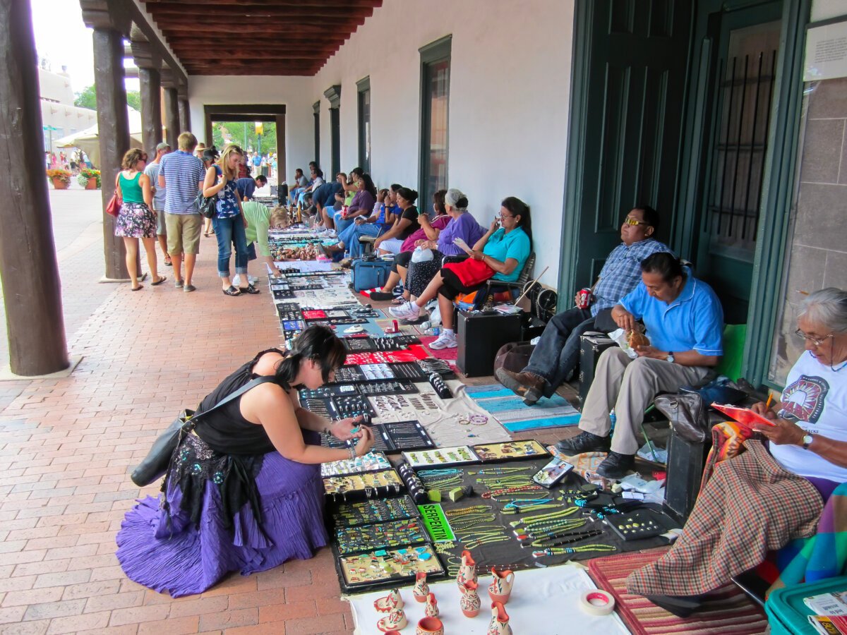 Native American vendors at historic Palace of The Governors, Santa Fe