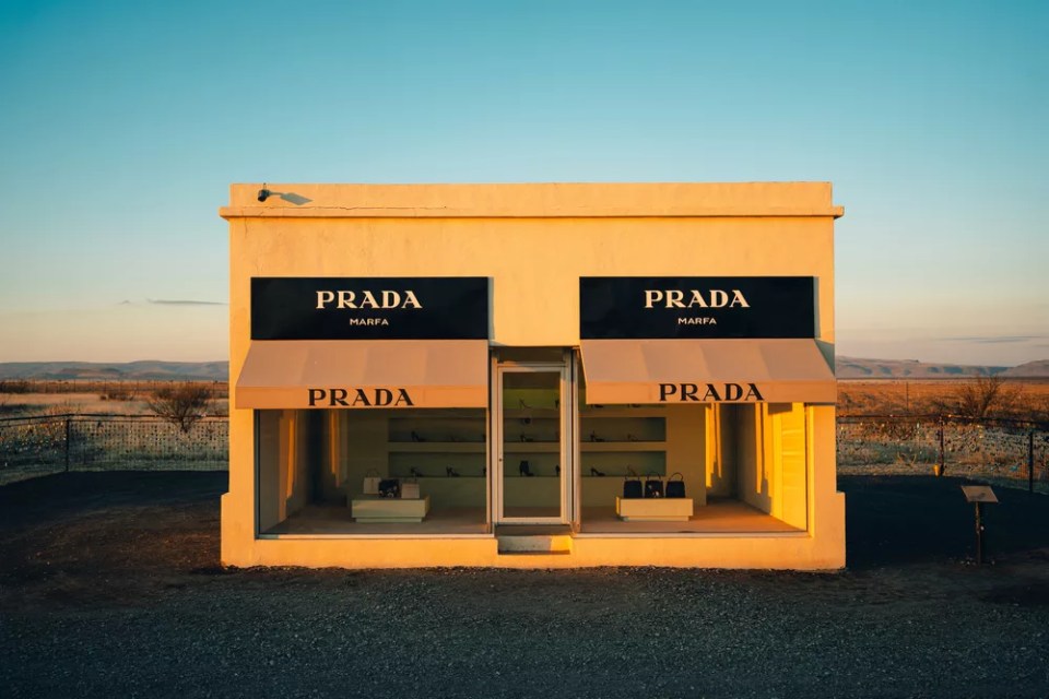 Prada Marfa at sunrise, Valentine, Texas