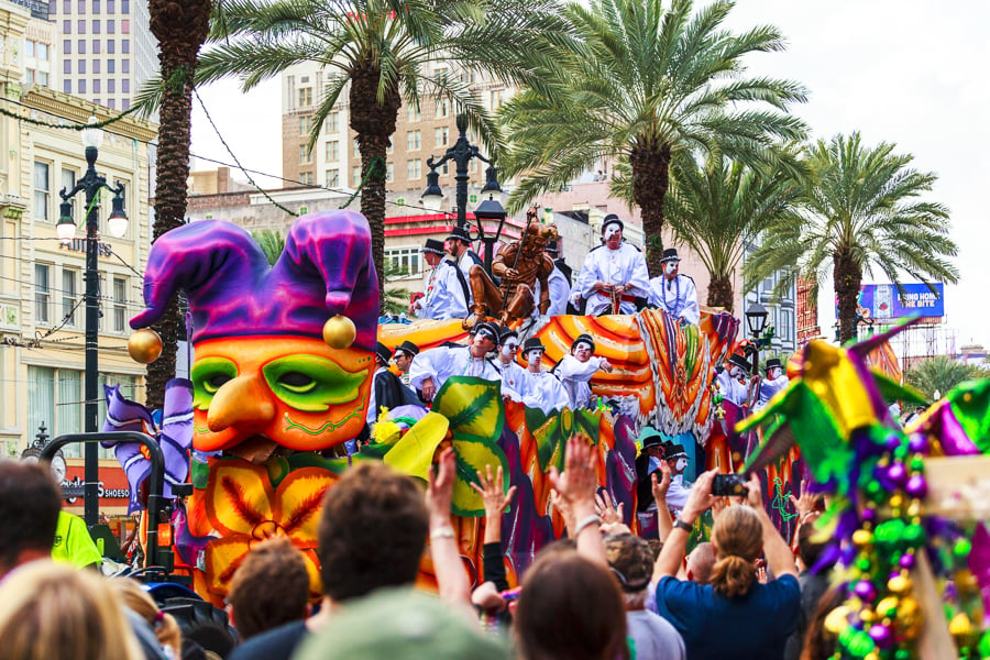 Floats in the Mardi Gras festival in New Orleans