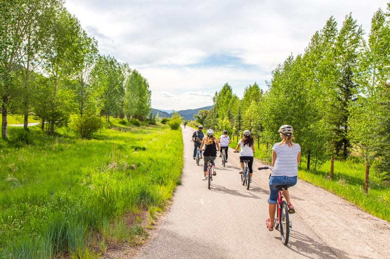group of people riding bikes on Rio Grande trail snowmass